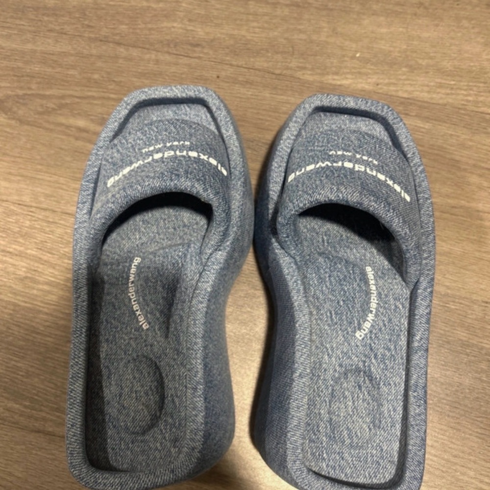 Alexander Wang Denim Blue Platform Mules - Picture 5 of 7